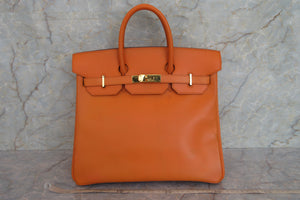 HERMES／エルメス オータクロア32 ボックスカーフ オレンジ □E刻印 ハンドバッグ 700080110