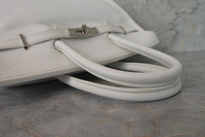 HERMES BIRKIN 35 Clemence leather White □I Engraving Hand bag 600120012