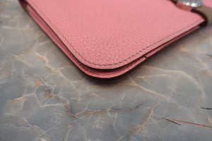 HERMES／エルメス ドゴンGM トゴ ピンク/トゥルティエールグレー □M刻印 財布 700080144