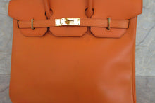 画像をギャラリービューアに読み込む, HERMES／エルメス オータクロア32 ボックスカーフ オレンジ □E刻印 ハンドバッグ 700080110

