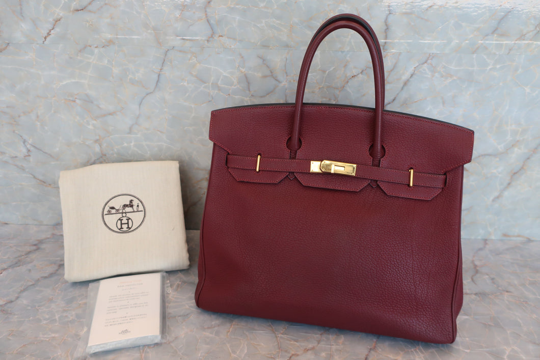 HERMES HAUT A COURROIRE 36 Fjord leather Rouge H □L刻印 Hand bag 600010076