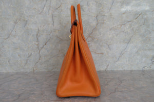 HERMES／エルメス オータクロア32 ボックスカーフ オレンジ □E刻印 ハンドバッグ 700080110