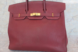 HERMES HAUT A COURROIRE 36 Fjord leather Rouge H □L Engraving Hand bag 600010076
