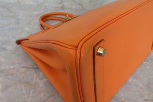 HERMES／エルメス オータクロア32 ボックスカーフ オレンジ □E刻印 ハンドバッグ 700080110