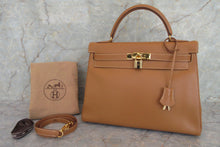 Load image into Gallery viewer, HERMES KELLY 32 Box carf leather Natural 〇Y Engraving Shoulder bag 700070129
