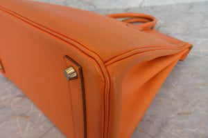 HERMES／エルメス オータクロア32 ボックスカーフ オレンジ □E刻印 ハンドバッグ 700080110