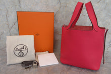 将图片加载到图库查看器，HERMES PICOTIN LOCK PM Clemence leather Rose extreme D刻印 Hand bag 700010163
