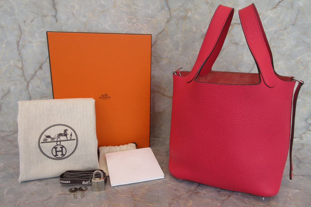 HERMES PICOTIN LOCK PM Clemence leather Rose extreme D刻印 Hand bag 700010163