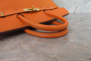 HERMES／エルメス オータクロア32 ボックスカーフ オレンジ □E刻印 ハンドバッグ 700080110