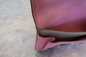 HERMES／エルメス ドゴンGM トゴ ピンク/トゥルティエールグレー □M刻印 財布 700080144
