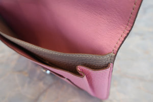 HERMES／エルメス ドゴンGM トゴ ピンク/トゥルティエールグレー □M刻印 財布 700080144