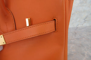 HERMES／エルメス オータクロア32 ボックスカーフ オレンジ □E刻印 ハンドバッグ 700080110