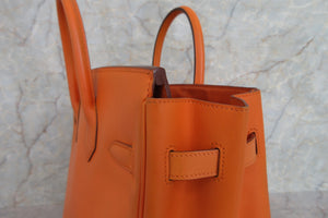 HERMES／エルメス オータクロア32 ボックスカーフ オレンジ □E刻印 ハンドバッグ 700080110