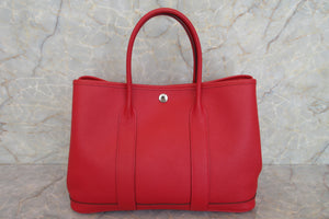 HERMES GARDEN PARTY TPM Epsom leather Rouge casaque A Engraving Tote bag 600120018