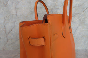 HERMES／エルメス オータクロア32 ボックスカーフ オレンジ □E刻印 ハンドバッグ 700080110