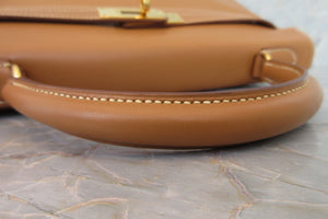 HERMES KELLY 32 Box carf leather Natural 〇Y Engraving Shoulder bag 700070129
