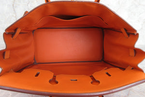 HERMES／エルメス オータクロア32 ボックスカーフ オレンジ □E刻印 ハンドバッグ 700080110
