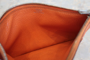 HERMES  Dogon GM Togo leather Orange □H Engraving Wallet 700090224