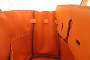 HERMES／エルメス オータクロア32 ボックスカーフ オレンジ □E刻印 ハンドバッグ 700080110
