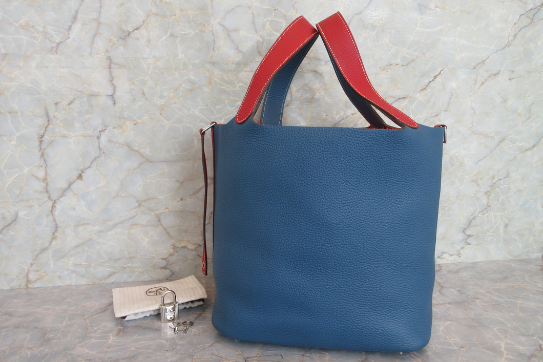 HERMES／エルメス ピコタンロックカザックGM トリヨンクレマンス ルージュカザック/ブルータラサ □P刻印 ハンドバッグ 700090055