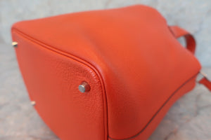 HERMES PICOTIN LOCK MM Clemence leather Orange □M刻印 Hand bag 600040058