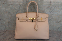 将图片加载到图库查看器，HERMES BIRKIN 35 Clemence leather Beige □E刻印 Hand bag 600080035
