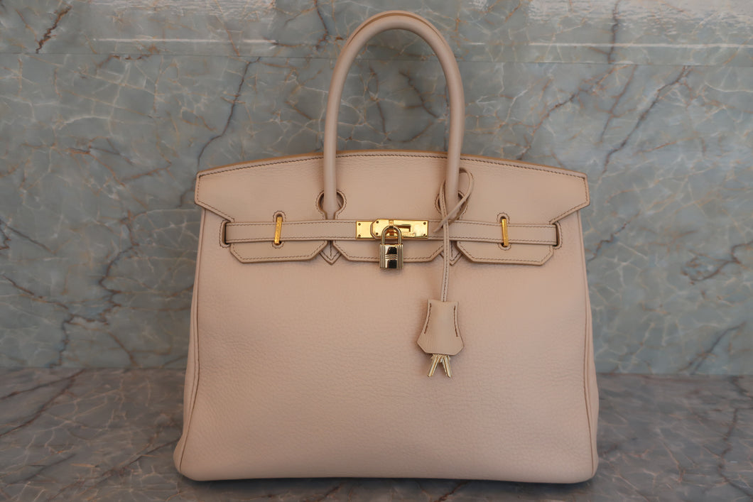 HERMES BIRKIN 35 Clemence leather Beige □E刻印 Hand bag 600080035