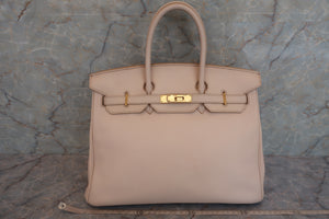 HERMES BIRKIN 35 Clemence leather Beige □E刻印 Hand bag 600080035