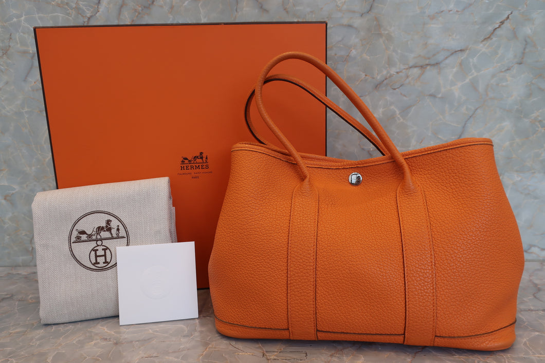 HERMES GARDEN PARTY TPM Negonda leather Orange □P Engraving Tote bag 700050074