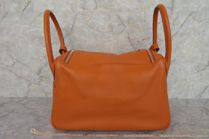 HERMES LINDY 34 Clemence leather Orange □K Engraving Shoulder bag 600110177