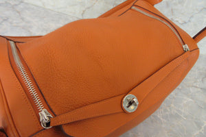 HERMES LINDY 34 Clemence leather Orange □K Engraving Shoulder bag 600110177