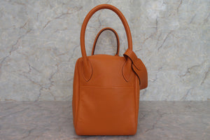 HERMES LINDY 34 Clemence leather Orange □K Engraving Shoulder bag 600110177