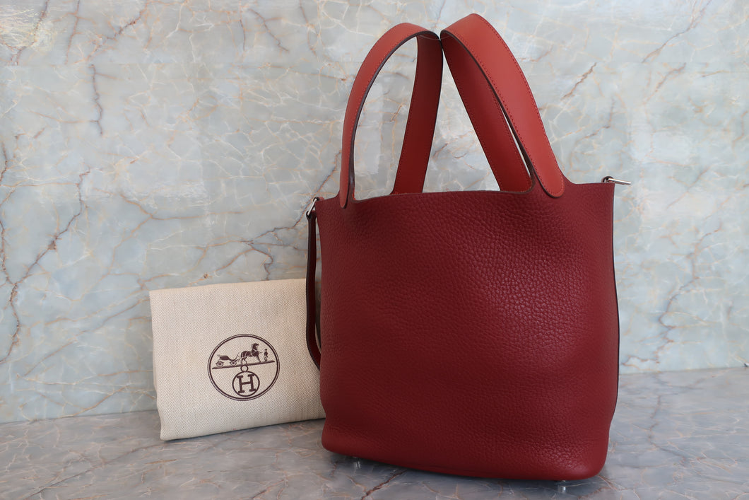 HERMES／エルメス ピコタンロックタッチＭＭ トリヨンクレマンス/ヴォースイフト ルージュアッシュ/ブリック T刻印 ハンドバッグ 700060256