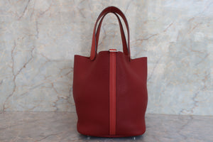 HERMES／エルメス ピコタンロックタッチＭＭ トリヨンクレマンス/ヴォースイフト ルージュアッシュ/ブリック T刻印 ハンドバッグ 700060256