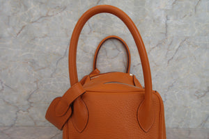 HERMES LINDY 34 Clemence leather Orange □K Engraving Shoulder bag 600110177