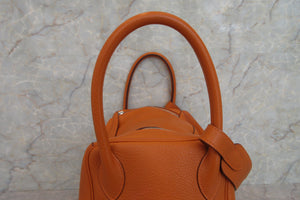 HERMES LINDY 34 Clemence leather Orange □K Engraving Shoulder bag 600110177