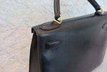 画像をギャラリービューアに読み込む, HERMES／エルメス ケリー28 ボックスカーフ ブラック □D刻印 ショルダーバッグ 800040054
