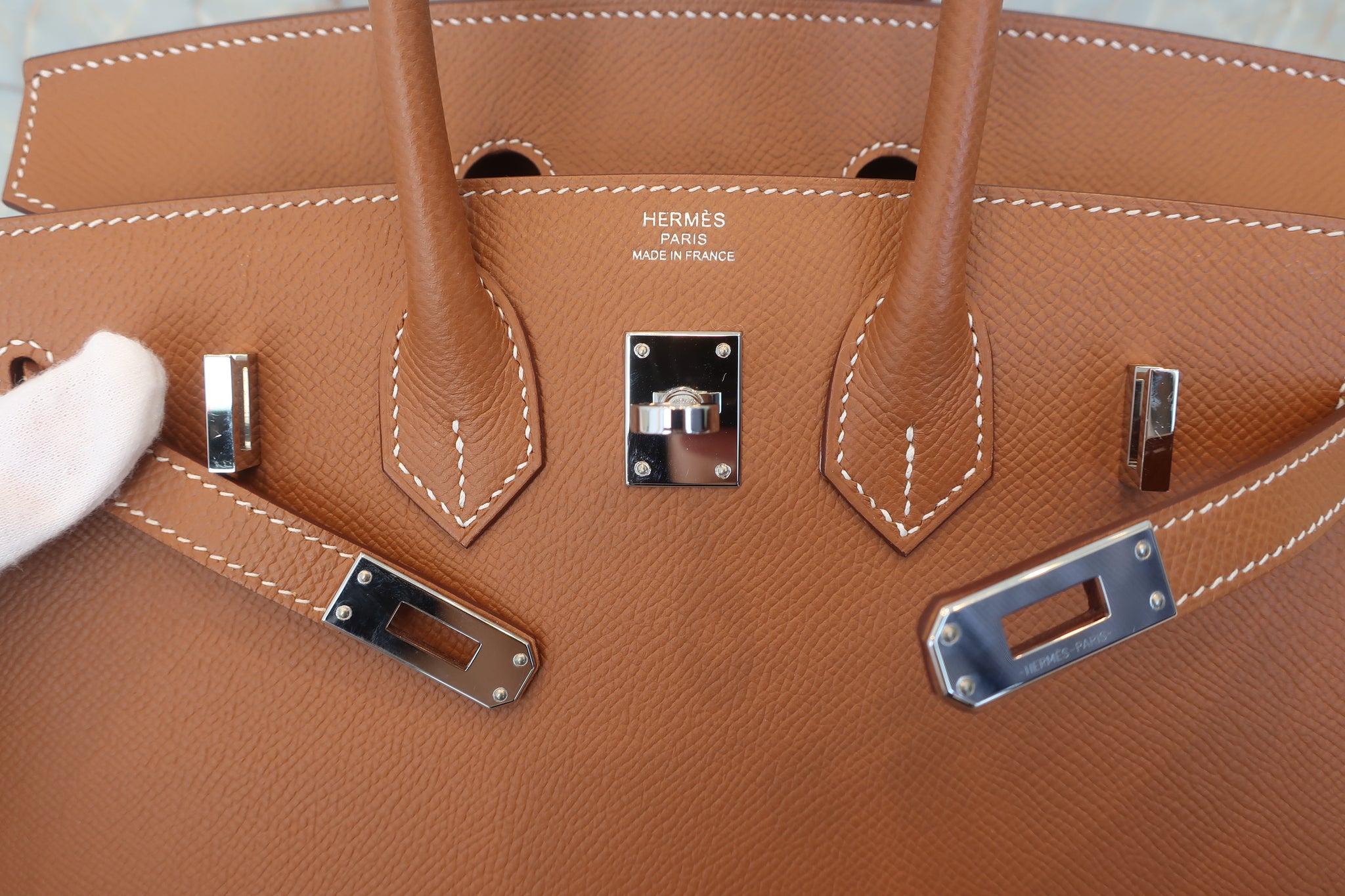 Hermes Birkin Sellier 25 Epsom Gold Brown Calfskin Bag With Palladium  Hardware