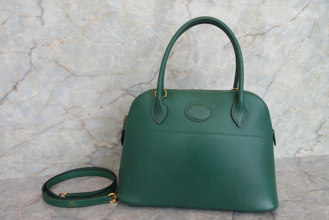 HERMES／エルメス ボリード27 ボックスカーフ グリーン ショルダーバッグ 700030219