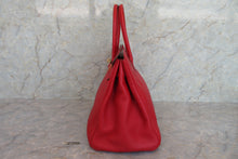 Load image into Gallery viewer, HERMES BIRKIN 35 Clemence leather Rouge casaque □P Engraving Hand bag 700070083
