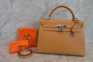 HERMES／エルメス ケリー32 ボックスカーフ ナチュラルサブレ □E刻印 ショルダーバッグ 700070291