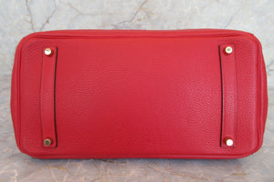 HERMES BIRKIN 35 Clemence leather Rouge casaque □P Engraving Hand bag 700070083