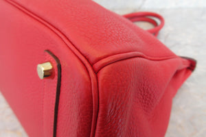 HERMES BIRKIN 35 Clemence leather Rouge casaque □P Engraving Hand bag 700070083