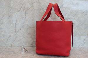 HERMES PICOTIN LOCK GM Clemence leather Rouge casaque □Q Engraving Hand bag 700100083