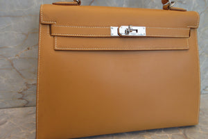 HERMES／エルメス ケリー32 ボックスカーフ ナチュラルサブレ □E刻印 ショルダーバッグ 700070291