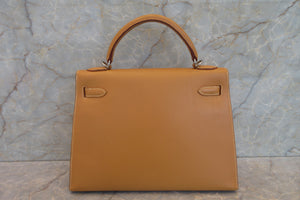 HERMES／エルメス ケリー32 ボックスカーフ ナチュラルサブレ □E刻印 ショルダーバッグ 700070291