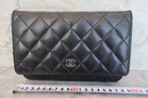 CHANEL Matelasse chain wallet Caviar skin Black/Silver hadware Shoulder bag 700010150