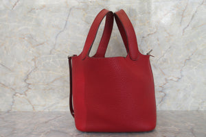 HERMES PICOTIN LOCK PM Clemence leather Rouge garance Hand bag 600120008