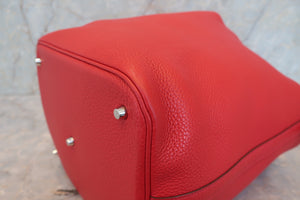 HERMES PICOTIN LOCK GM Clemence leather Rouge casaque □Q Engraving Hand bag 700100083