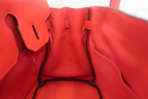 HERMES BIRKIN 30 Clemence leather Rouge tomate X刻印 Hand bag 600040045